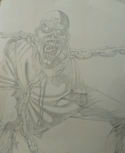 An old bit I recently gave away. Did this one back in 1984. Pencil on poster board. Up the Irons!
